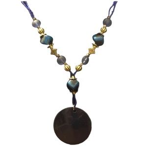 Blue + Gold Beaded Necklace